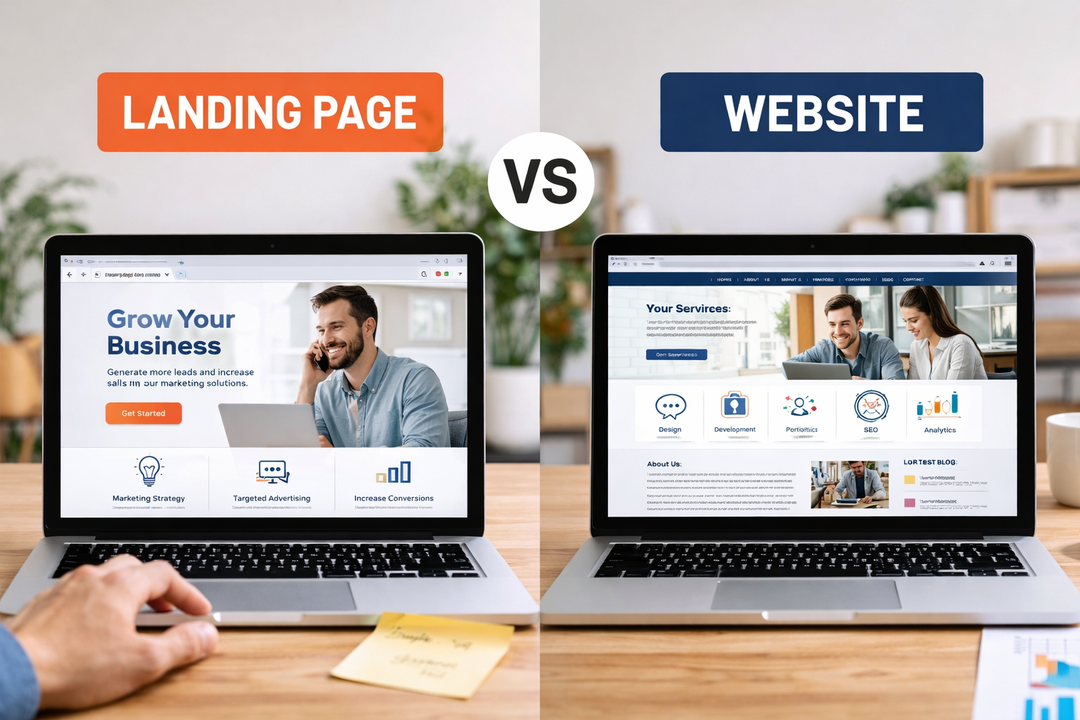 perbedaan landing page dan website